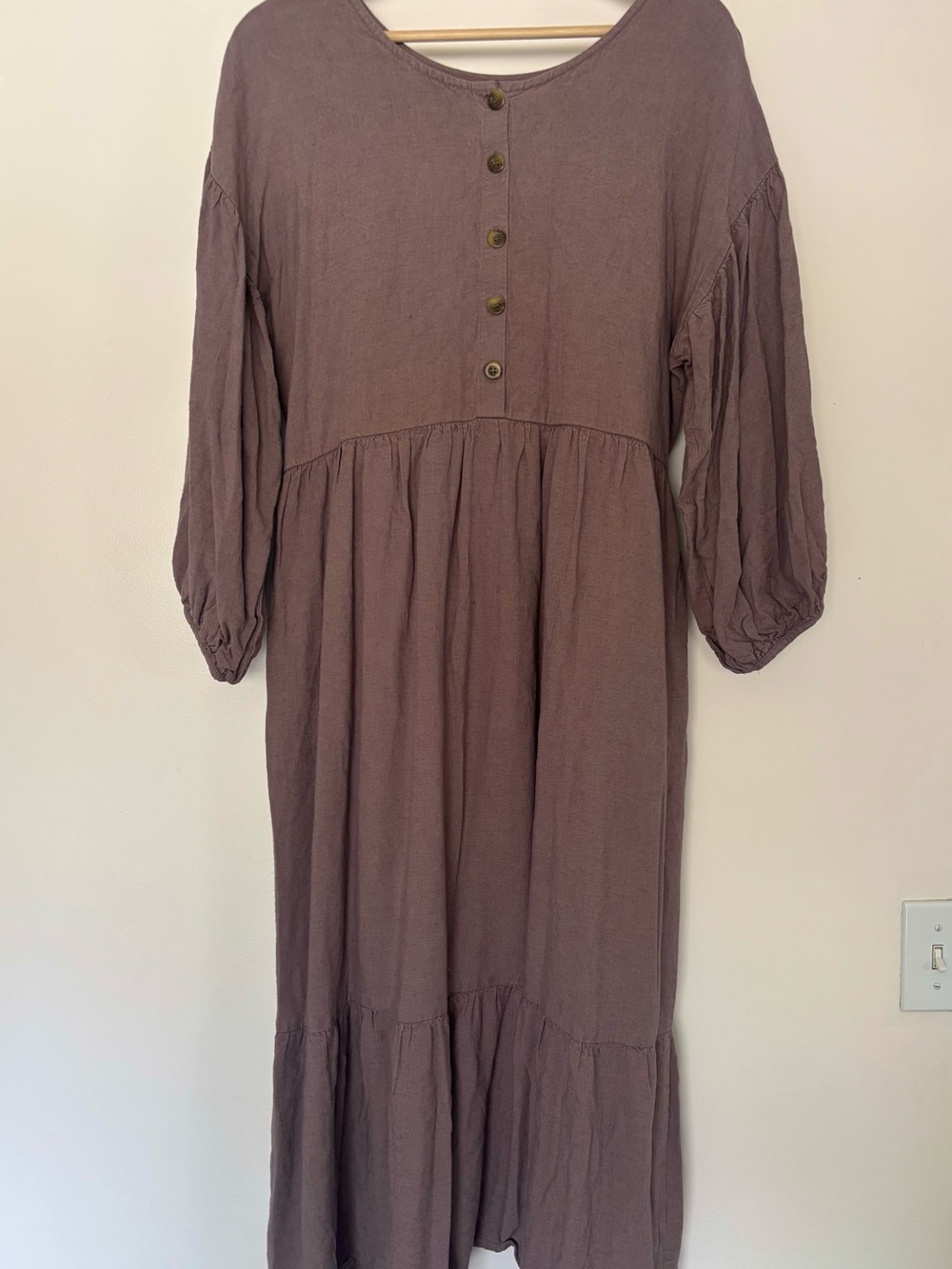 Beautiful linen, Little Cottonwood long-sleeve cottage dress in ‘Lavender’